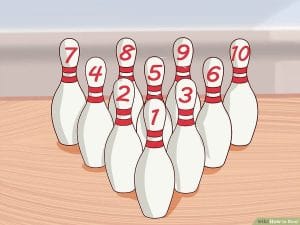 The 10 bowling pins, numbered.